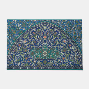 Blue Green Orange Teal Ornate Arabic Pattern Doormat