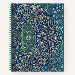Blue Green Orange Teal Ornate Arabic Pattern Notebook