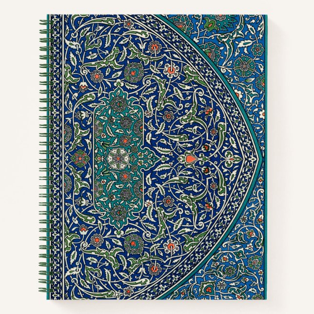 Blue Green Orange Teal Ornate Arabic Pattern Notebook (Front)