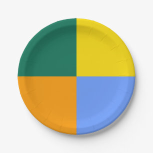Blue Green Orange Yellow Paper Plate