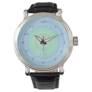 Blue Green Pastel Bullseye script black numbers Watch