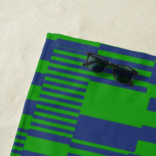 Blue Green Patchwork Stripes Design  Beach Towel