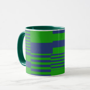 Blue Green Patchwork Stripes Design  Mug