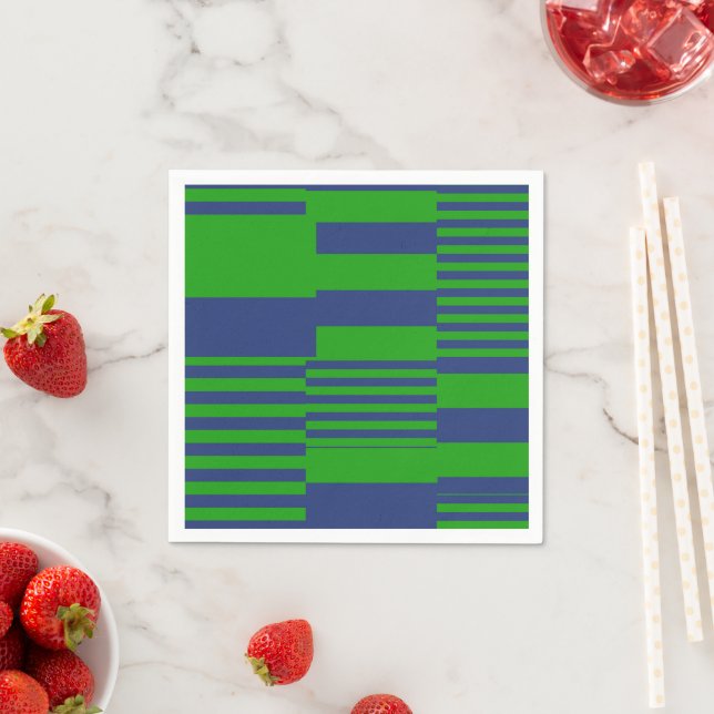Blue Green Patchwork Stripes Design  Napkin (Insitu)