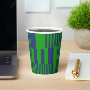 Blue Green Patchwork Stripes Design  Paper Cups