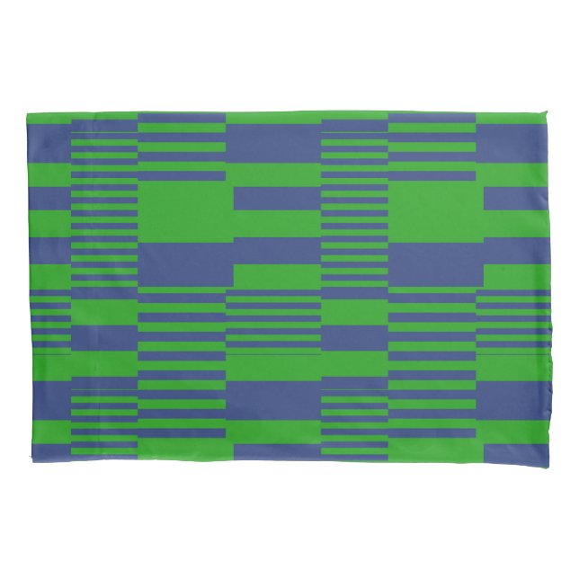 Blue Green Patchwork Stripes Design  Pillowcase (Front)