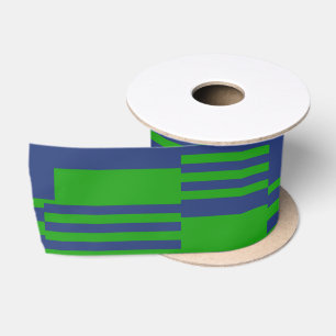 Blue Green Patchwork Stripes Design Satin Ribbon