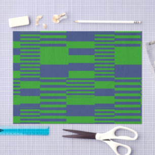Blue Green Patchwork Stripes Design  Tissue Paper
