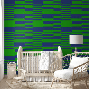 Blue Green Patchwork Stripes Design  Wallpaper