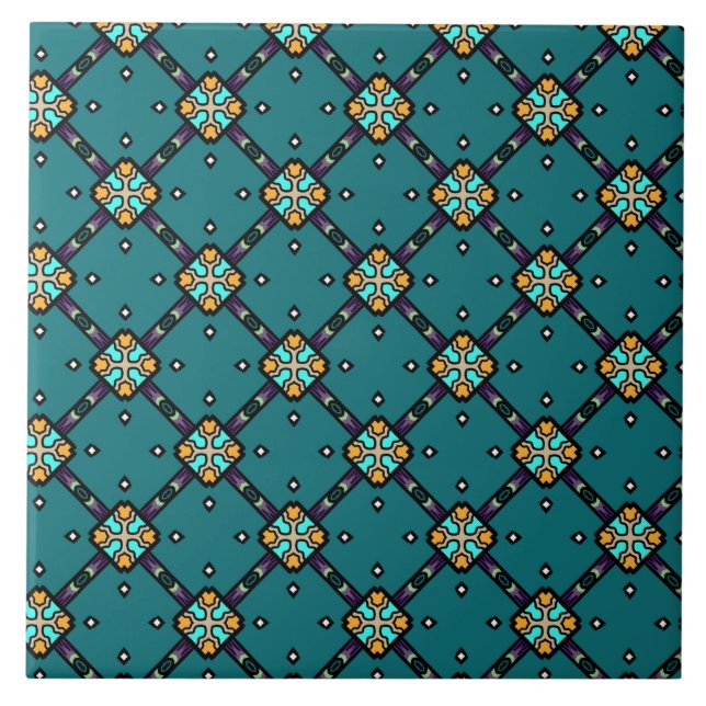 Blue & Green pattern #1 Tile (Front)