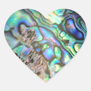 Blue green paua abalone shell detail heart sticker