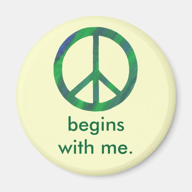 Blue Green Peace Sign, Begins With Me Magnets (Front)
