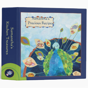 Blue Green Peacock Holiday Recette cadeau Classeur