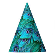 Blue Green Peacock Party Hat