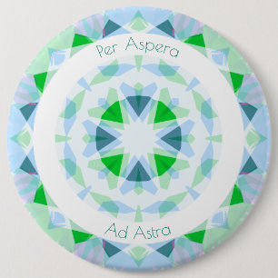 Blue Green Per Aspera Ad Astra Stars Motivational 6 Inch Round Button