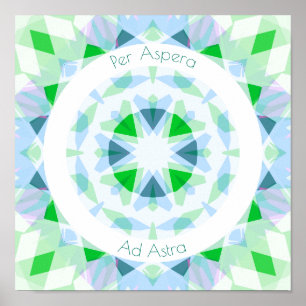 Blue Green Per Aspera Ad Astra Stars Motivational Poster