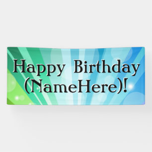 Blue/Green Personalized Birthday Party Banner