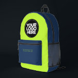 Blue Green | Personalized Corporate Logo and Text Printed Backpack<br><div class="desc">Classic Navy Blue and green | Personalized Corporate Logo and Text Modern Business Printed Backpack</div>
