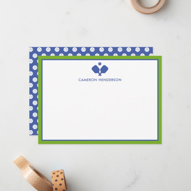 Blue Green Personalized Name Fun Pickleball  Card (Front/Back In Situ)
