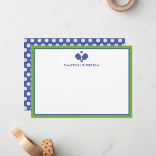 Blue Green Personalized Name Fun Pickleball Card