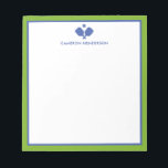 Blue Green Personalized Name Fun Pickleball  Notepad<br><div class="desc">A super fun notepad for pickleball lovers! Design features crossed pickleball paddles and your custom text. Add a name, monogram, club name, etc. Easily change the colours too. Makes a really thoughtful birthday, hostess or holiday gift for your tournament partner, coach or anyone who is in love with the awesome...</div>