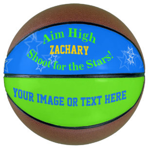 Blue Green Personalized Name Stars Basketball