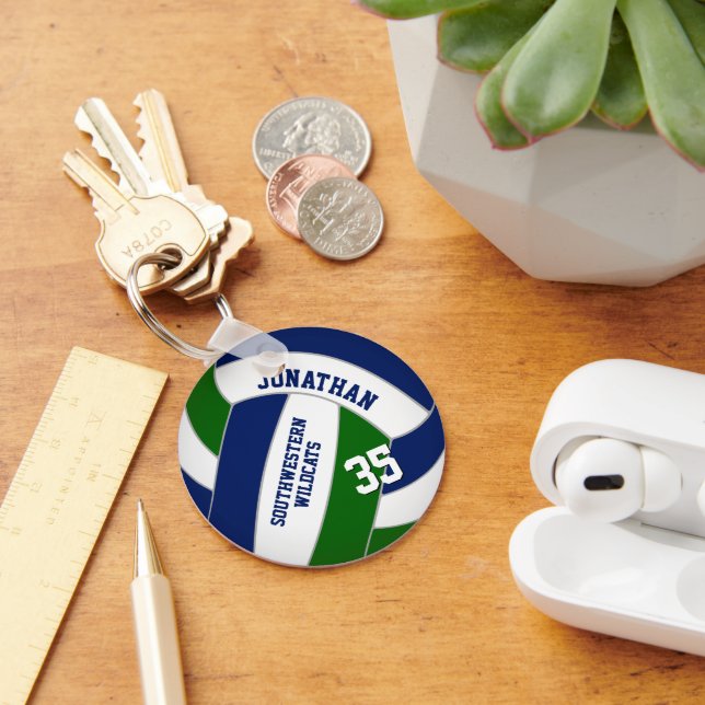 blue green personalized sports gifts volleyball keychain (Desk)