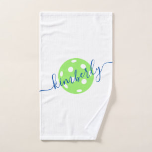 Blue & Green Pickleball Cute Personalized Hand Towel