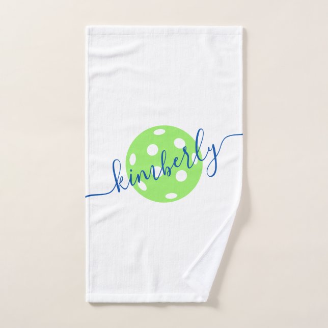 Blue & Green Pickleball Cute Personalized Hand Towel (Hand Towel)