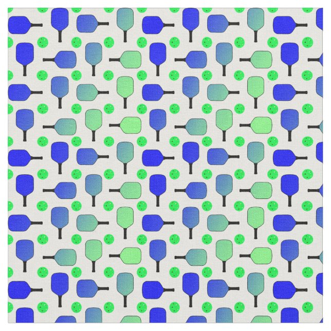 Blue & Green Pickleball Paddles Green Pickleballs Fabric (Close Up)