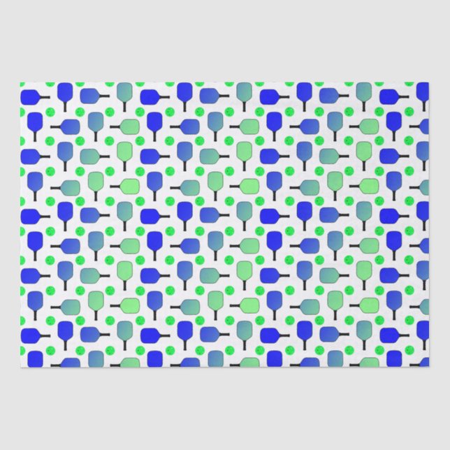 Blue & Green Pickleball Paddles Green Pickleballs Tissue Paper (Front)