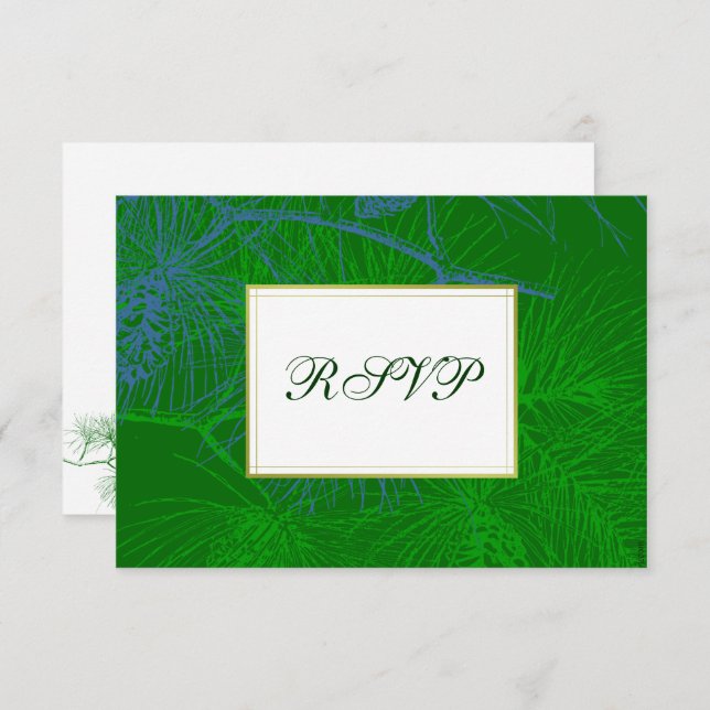 Blue Green Pine Custom RSVP Cards (Front/Back)