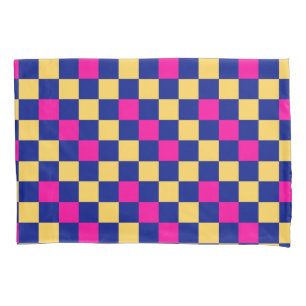 Blue Green Pink Checkered Pattern Design  Pillowcase