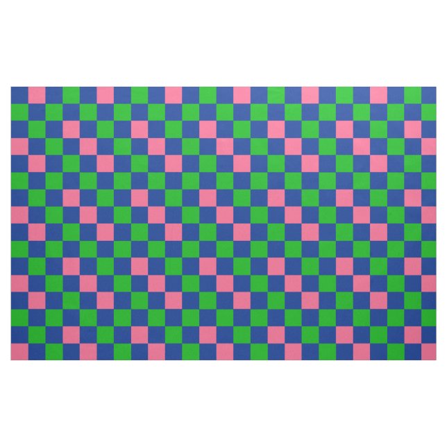 Blue Green Pink Chequered Pattern Design  Fabric (Fat Quarter)