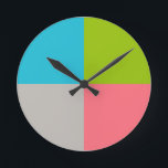 Blue Green Pink Grey Round Clock<br><div class="desc">... ... .</div>