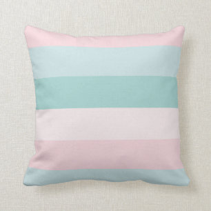 Blue Green Pink Stripes Pastel Colours Template Throw Pillow