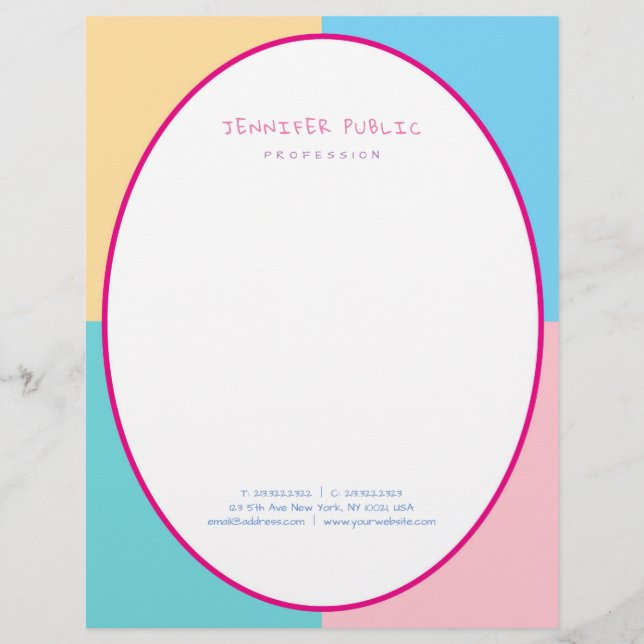 Blue Green Pink Yellow Modern Colourful Template Letterhead (Front)