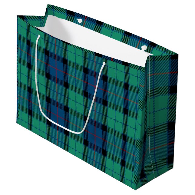 Blue Green Plaid  Large Gift Bag (Front Angled)