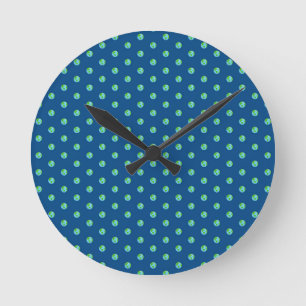 Blue Green Planet Dots Earth Day Ecology Round Clock
