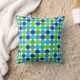 Blue Green Polka Dot Designer Pillow