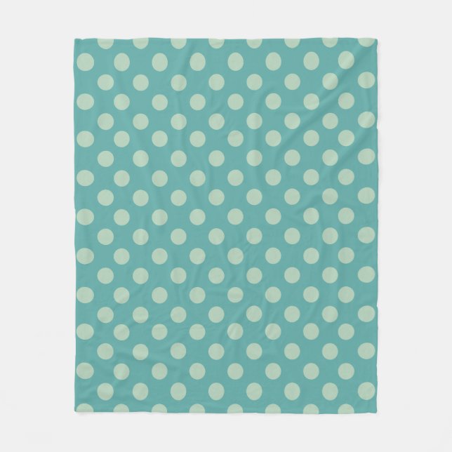 Blue Green Polka Dot Pattern Fleece Blanket (Front)