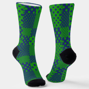 Blue Green Polka Dots Patchwork Socks