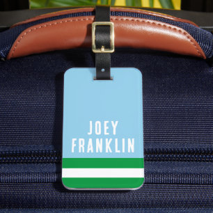 BLUE GREEN Preppy Personalized Backpack Tag