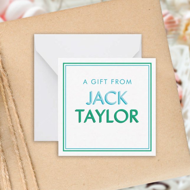 Blue Green Preppy Personalized Gift Enclosure Card (Creator Uploaded)