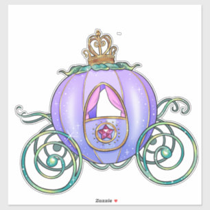 Blue green Princess Carriage illustration  sticke