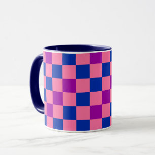 Blue Green Purple Checkered Pattern Design  Mug