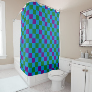Blue Green Purple Chequered Pattern Design 