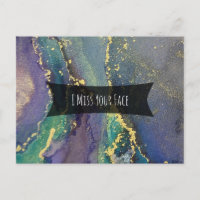 Blue Green Purple & Gold Abstract I Miss Your Face