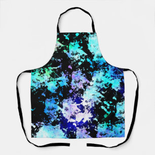 Blue Green Purple Paint Splash Abstract Apron