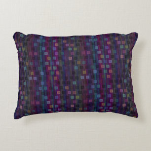 Blue, green, purple, pink squares with stripes accent pillow